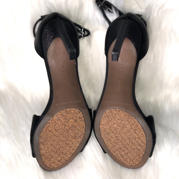 Max Studio Evening Satin Bow Matte Glitter Sandals - Picture 8 of 8